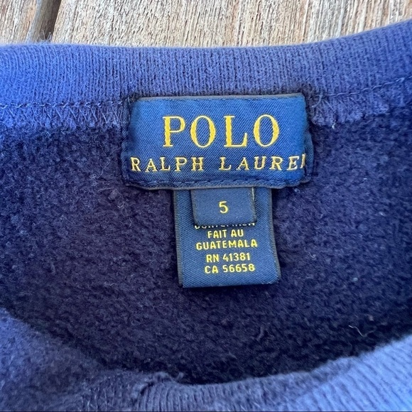 Polo Ralph Lauren Crewneck Logo Sweatshirt Unisex Kids Size 5 Blue Yellow GUC - Picture 5 of 6